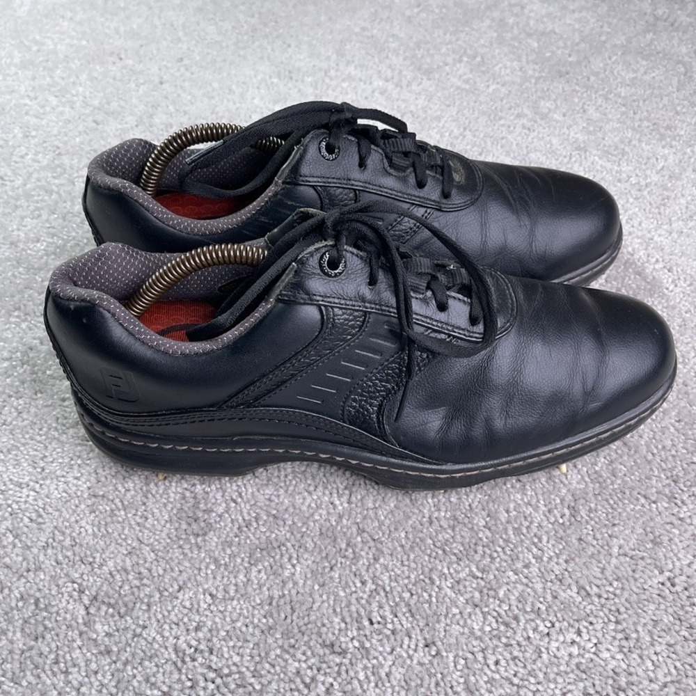 FootJoy Contour Casual Golf Shoes Mens‎ 10.5 Black Leather Lace Up Sneaker 54018